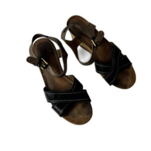 Cobb Hill Womens Wedge Sandals Size 10M  Ankle Strap Adjustable Straps Black